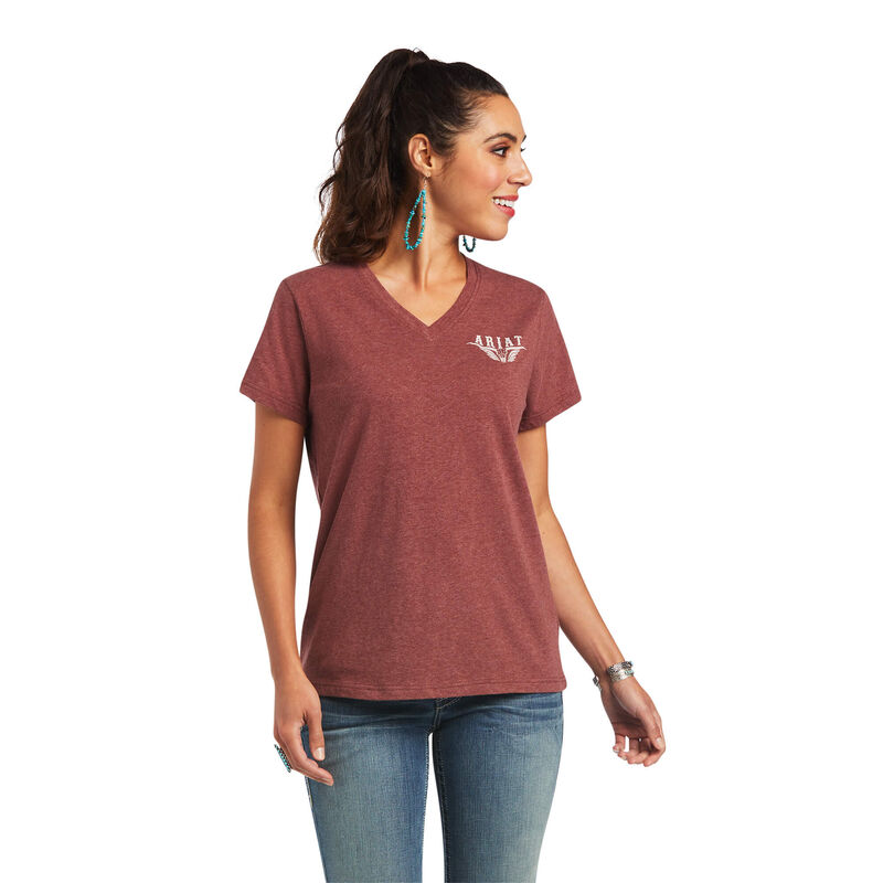 Ariat T-Shirts Damen - Real Relaxed Longhorn Braun ( TYRAM-2691 )